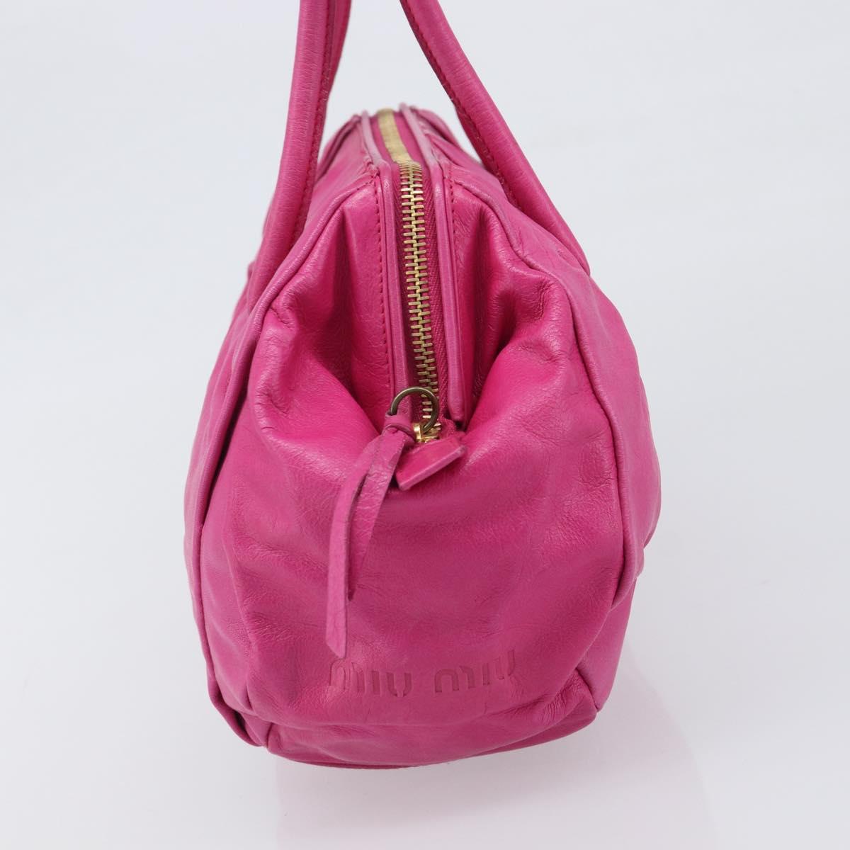 Miu Miu Shoulder Hand Bag Leather Pink Gold Auth am12558A