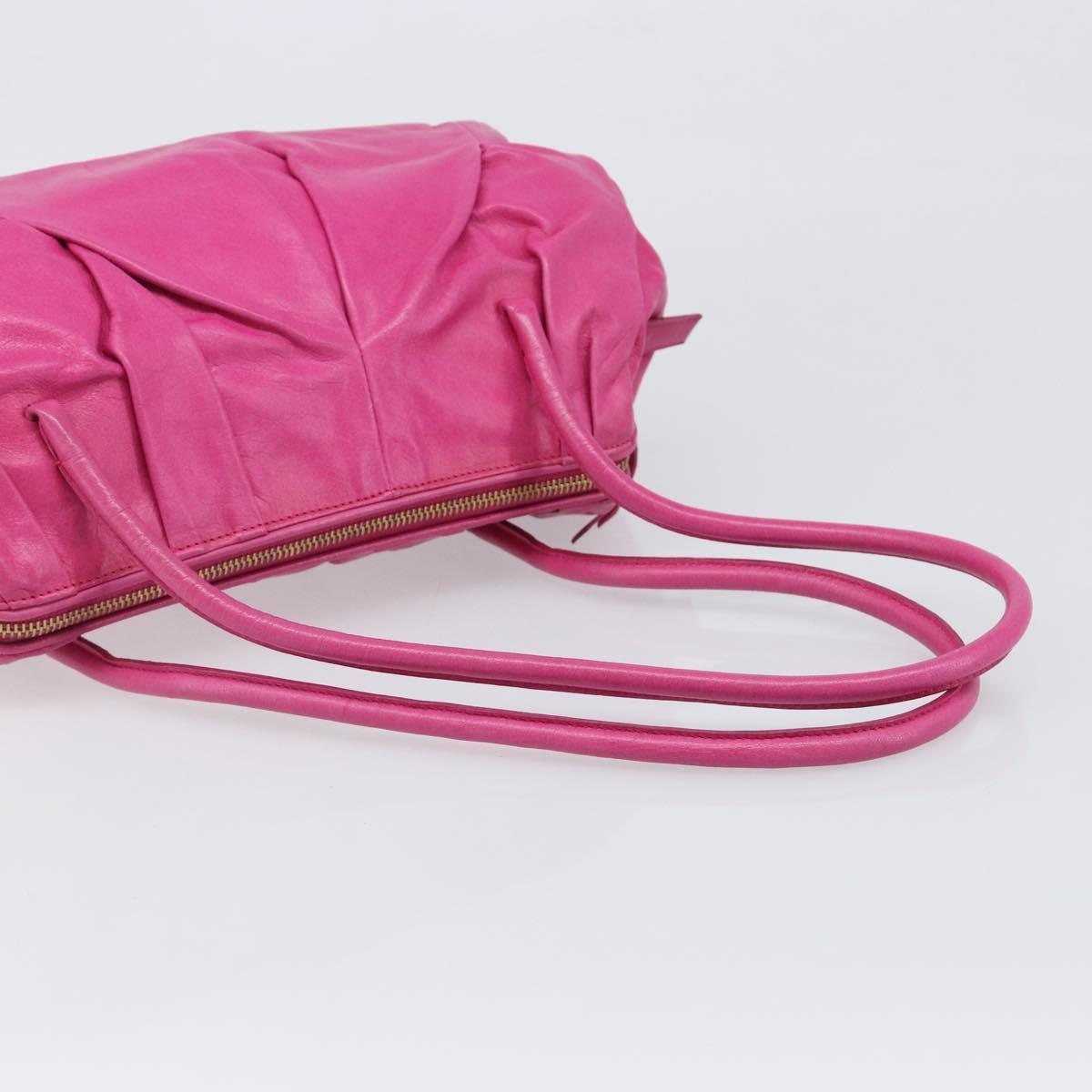 Miu Miu Shoulder Hand Bag Leather Pink Gold Auth am12558A