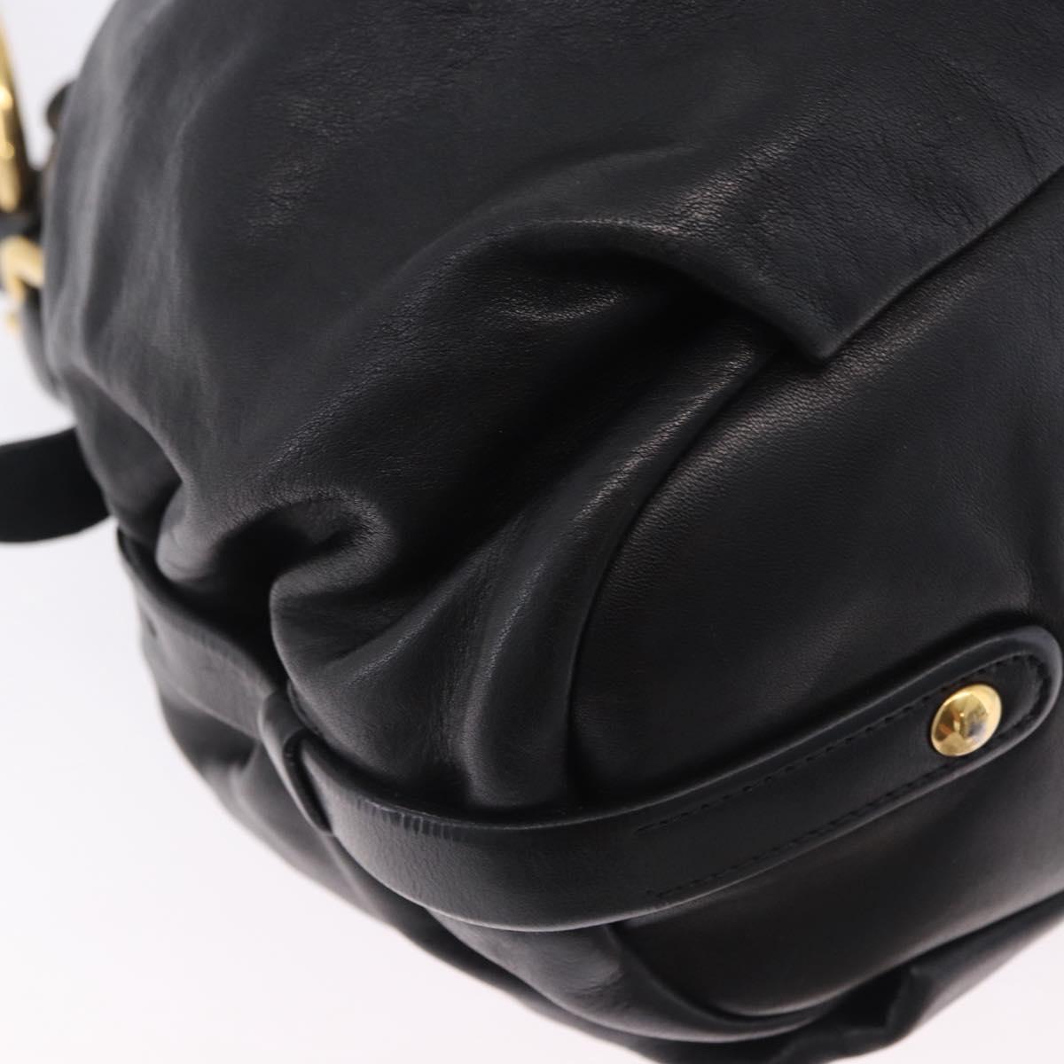 PRADA Shoulder Bag Leather Black Gold Auth am12560V