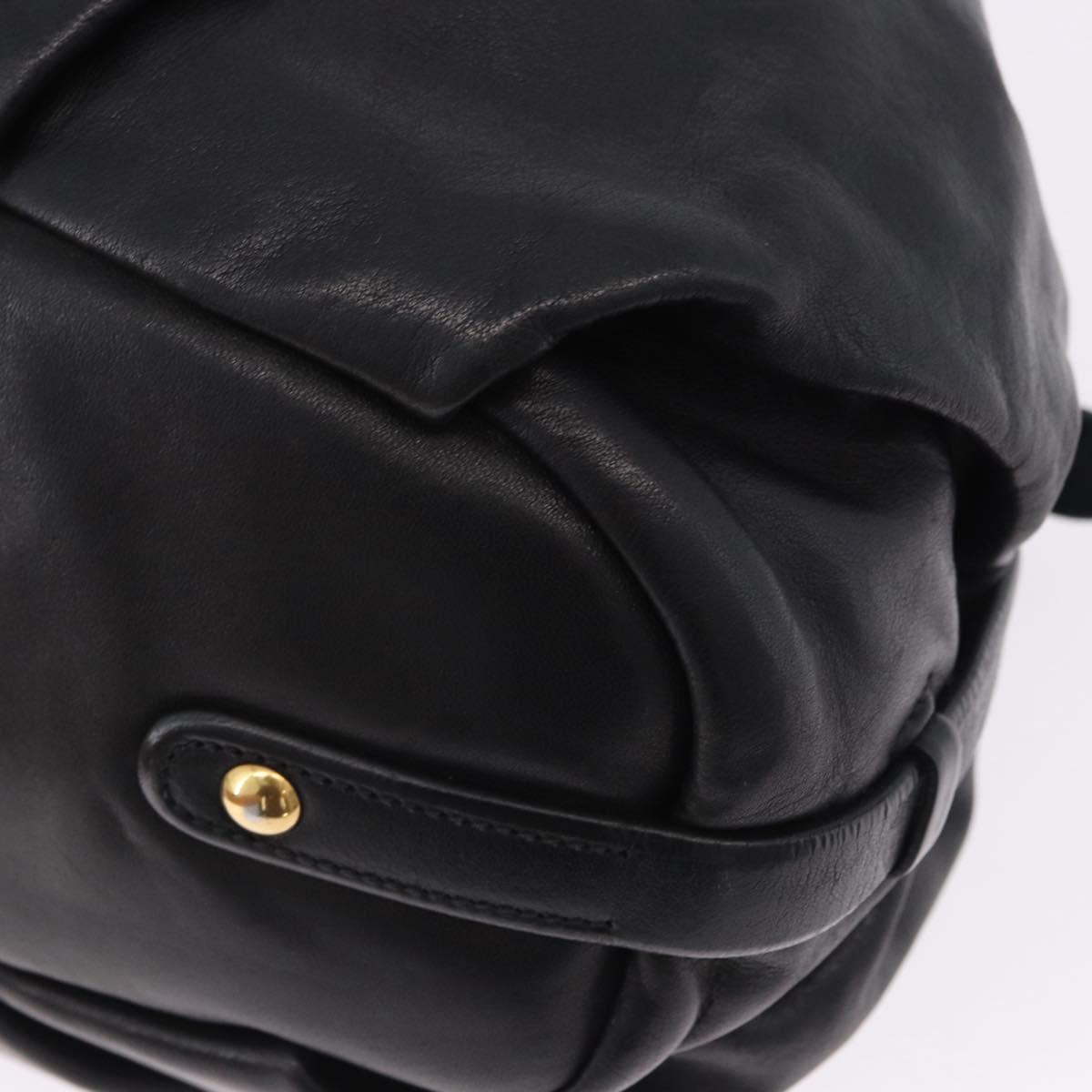 PRADA Shoulder Bag Leather Black Gold Auth am12560V