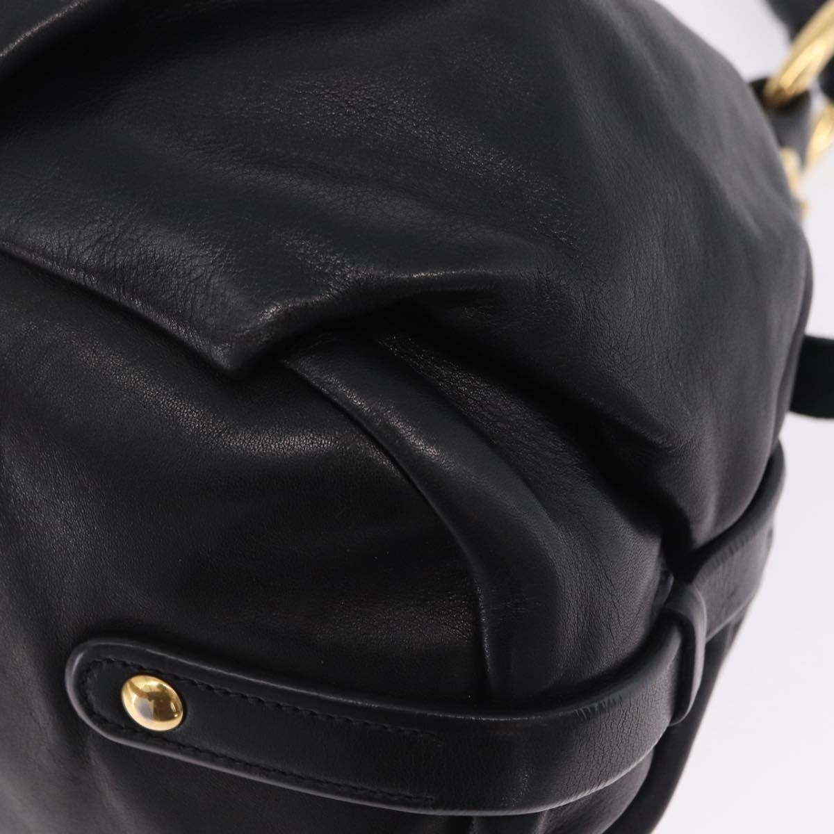 PRADA Shoulder Bag Leather Black Gold Auth am12560V