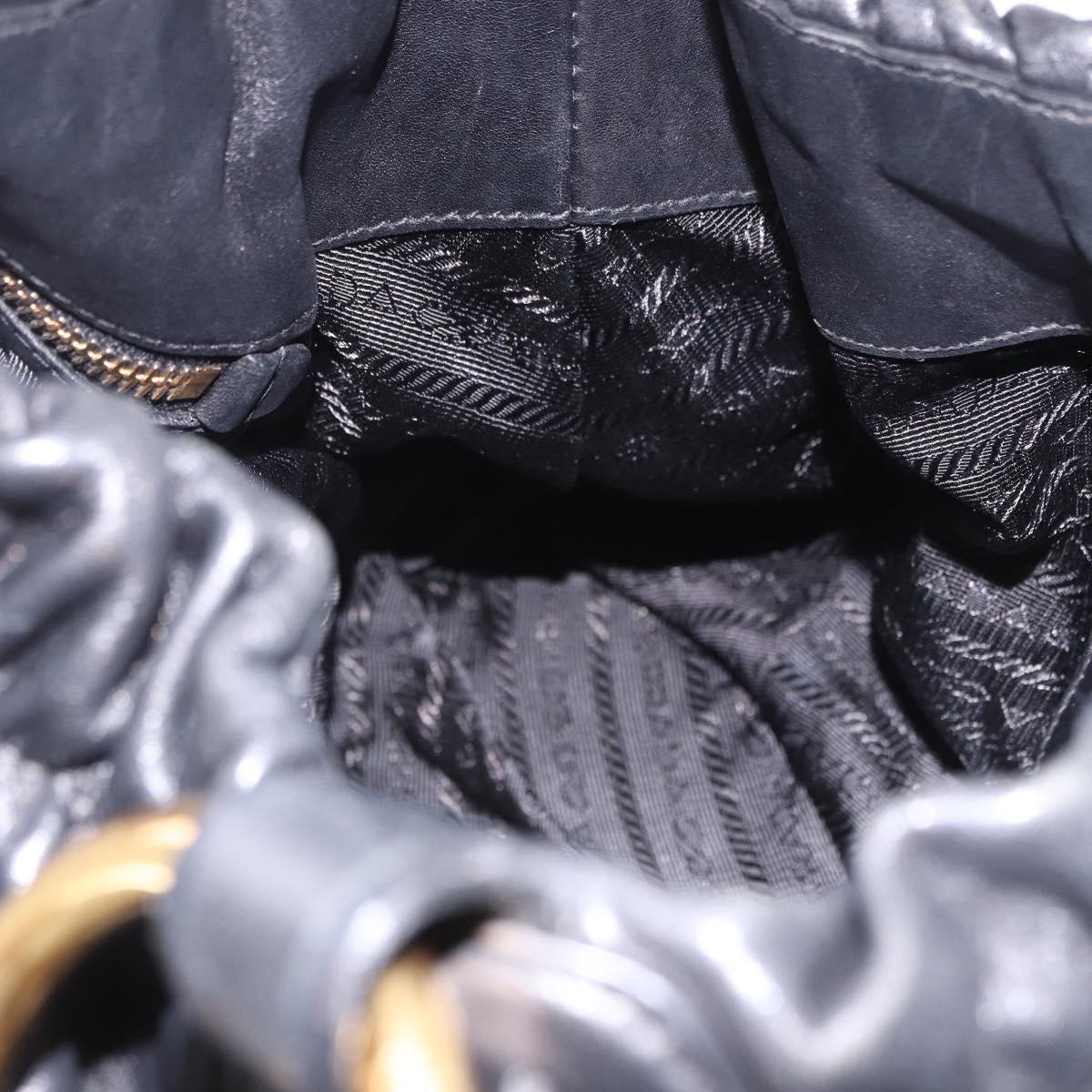 PRADA Shoulder Bag Leather Black Gold Auth am12560V
