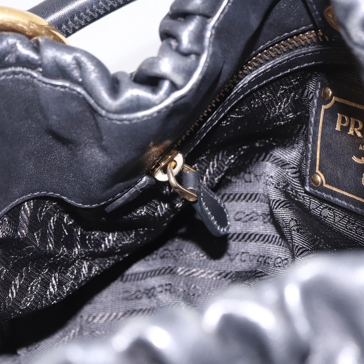 PRADA Shoulder Bag Leather Black Gold Auth am12560V