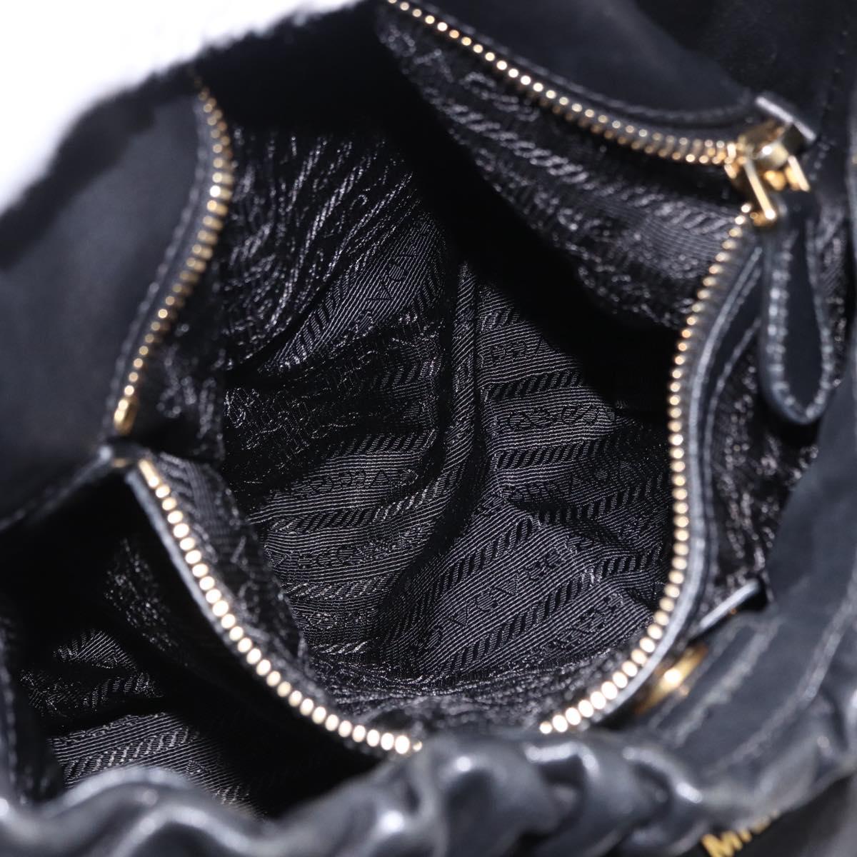 PRADA Shoulder Bag Leather Black Gold Auth am12560V