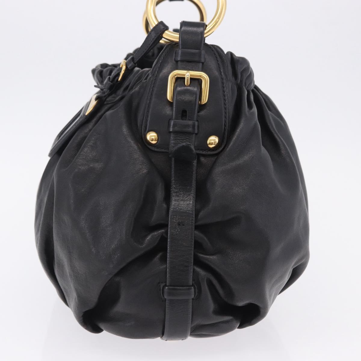 PRADA Shoulder Bag Leather Black Gold Auth am12560V