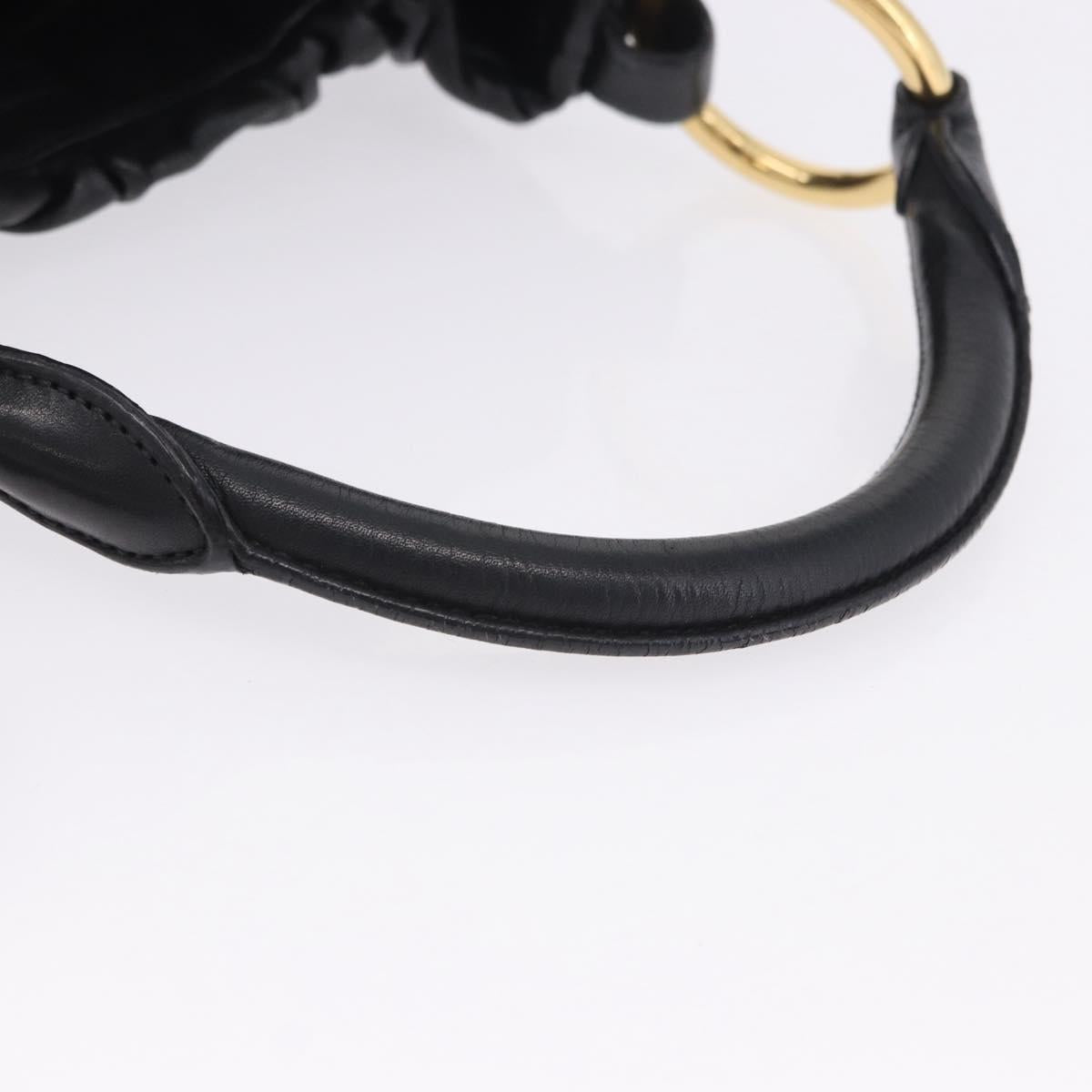PRADA Shoulder Bag Leather Black Gold Auth am12560V