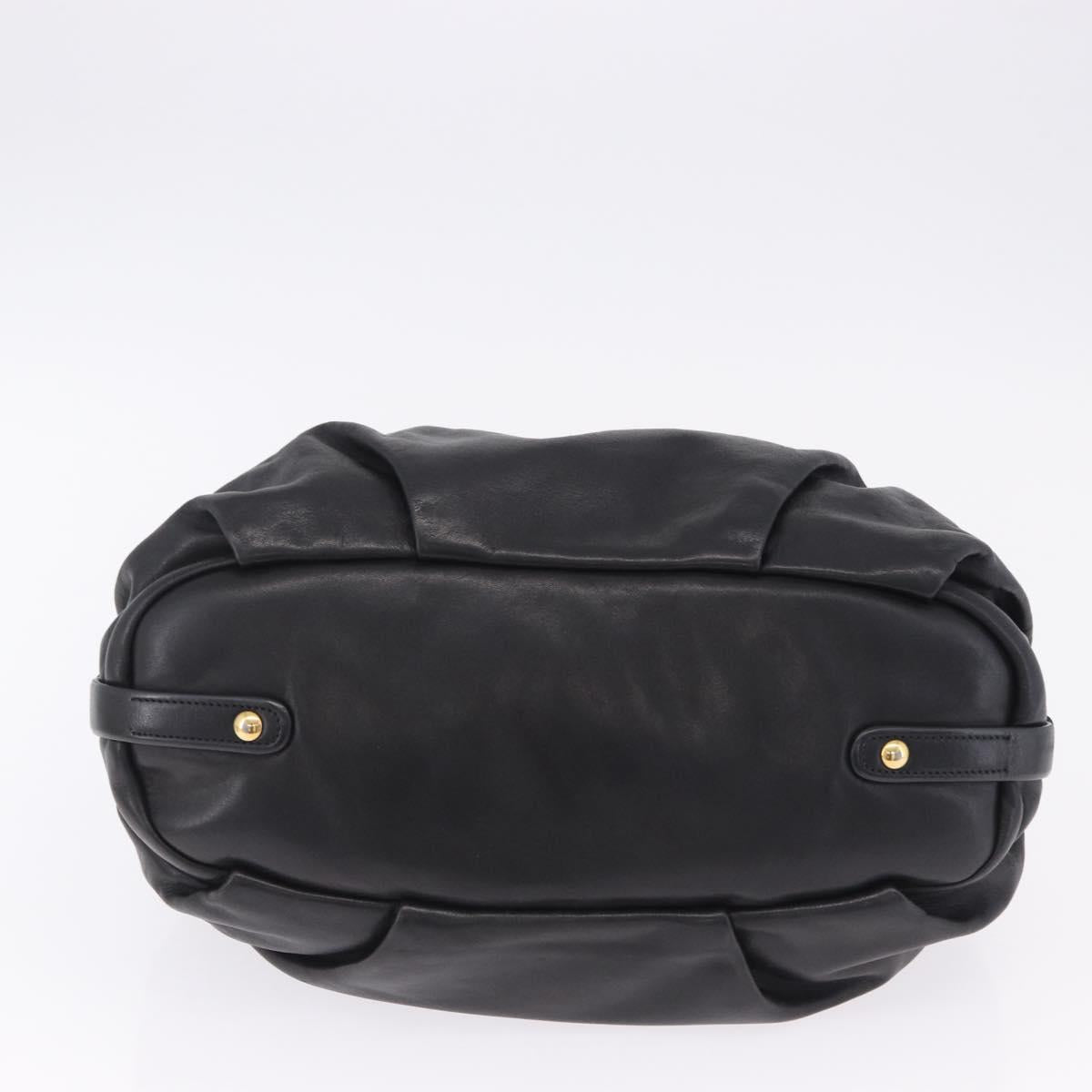 PRADA Shoulder Bag Leather Black Gold Auth am12560V