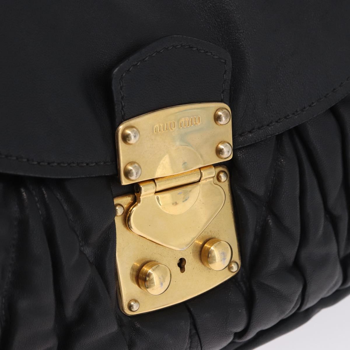 Miu Miu Matelasse Ready Lock Hand Bag Leather Black Gold Auth am12562V