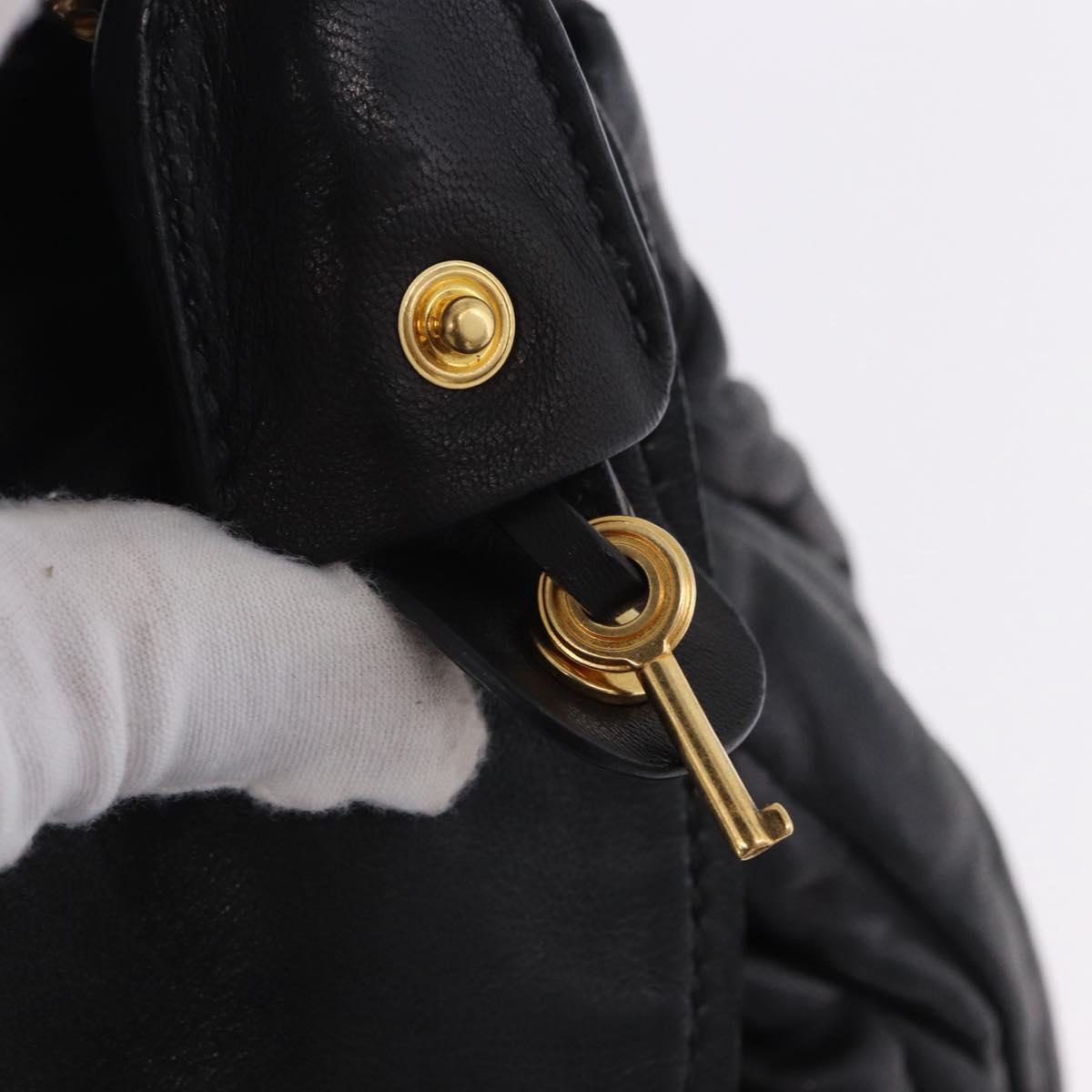 Miu Miu Matelasse Ready Lock Hand Bag Leather Black Gold Auth am12562V