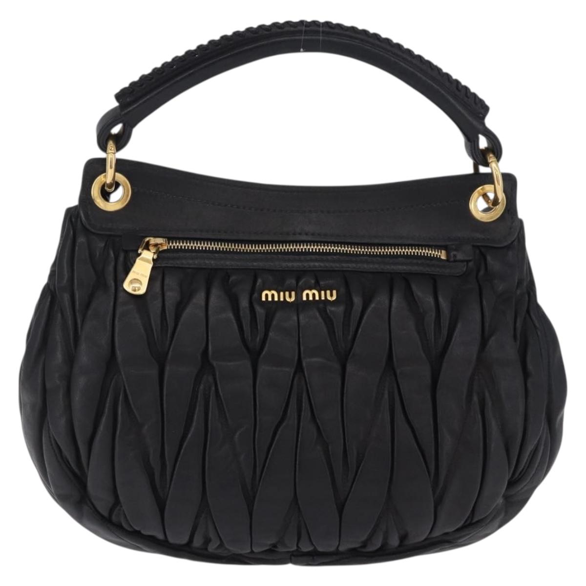 Miu Miu Matelasse Ready Lock Hand Bag Leather Black Gold Auth am12562V