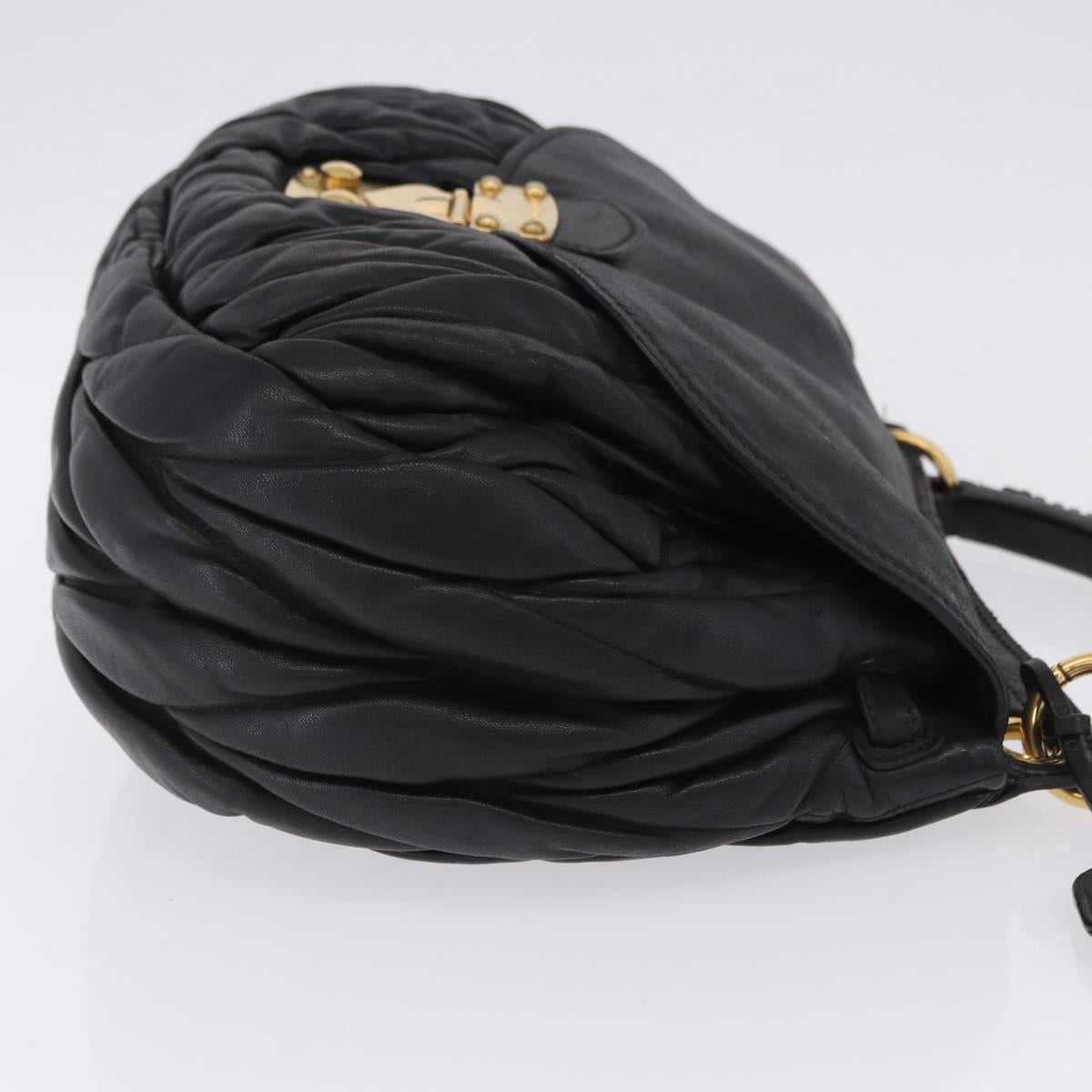 Miu Miu Matelasse Ready Lock Hand Bag Leather Black Gold Auth am12562V