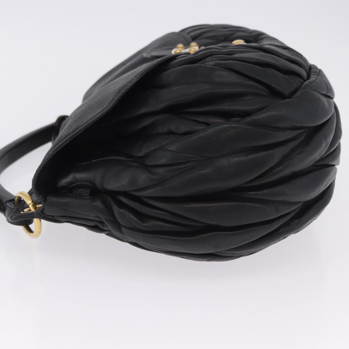 Miu Miu Matelasse Ready Lock Hand Bag Leather Black Gold Auth am12562V