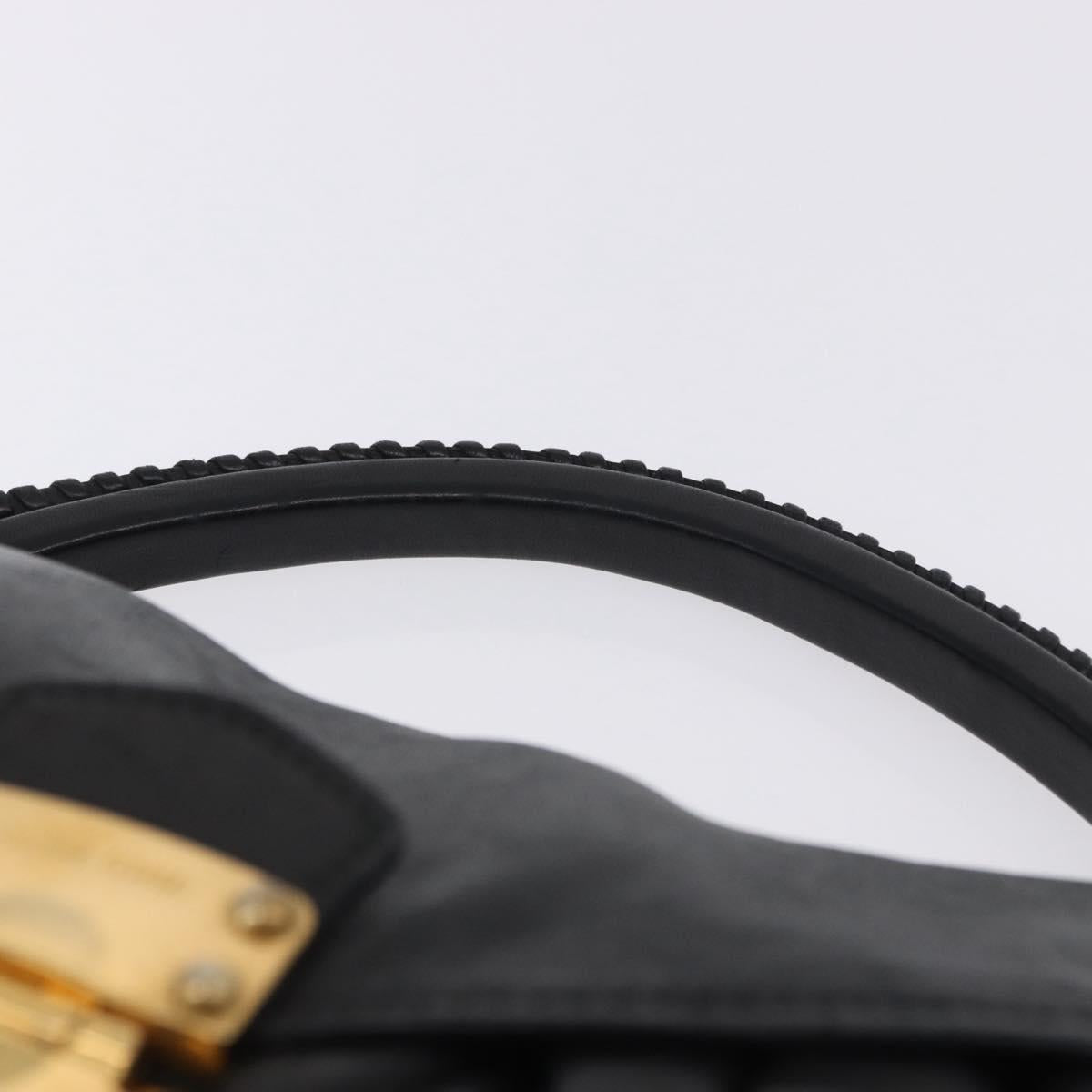 Miu Miu Matelasse Ready Lock Hand Bag Leather Black Gold Auth am12562V