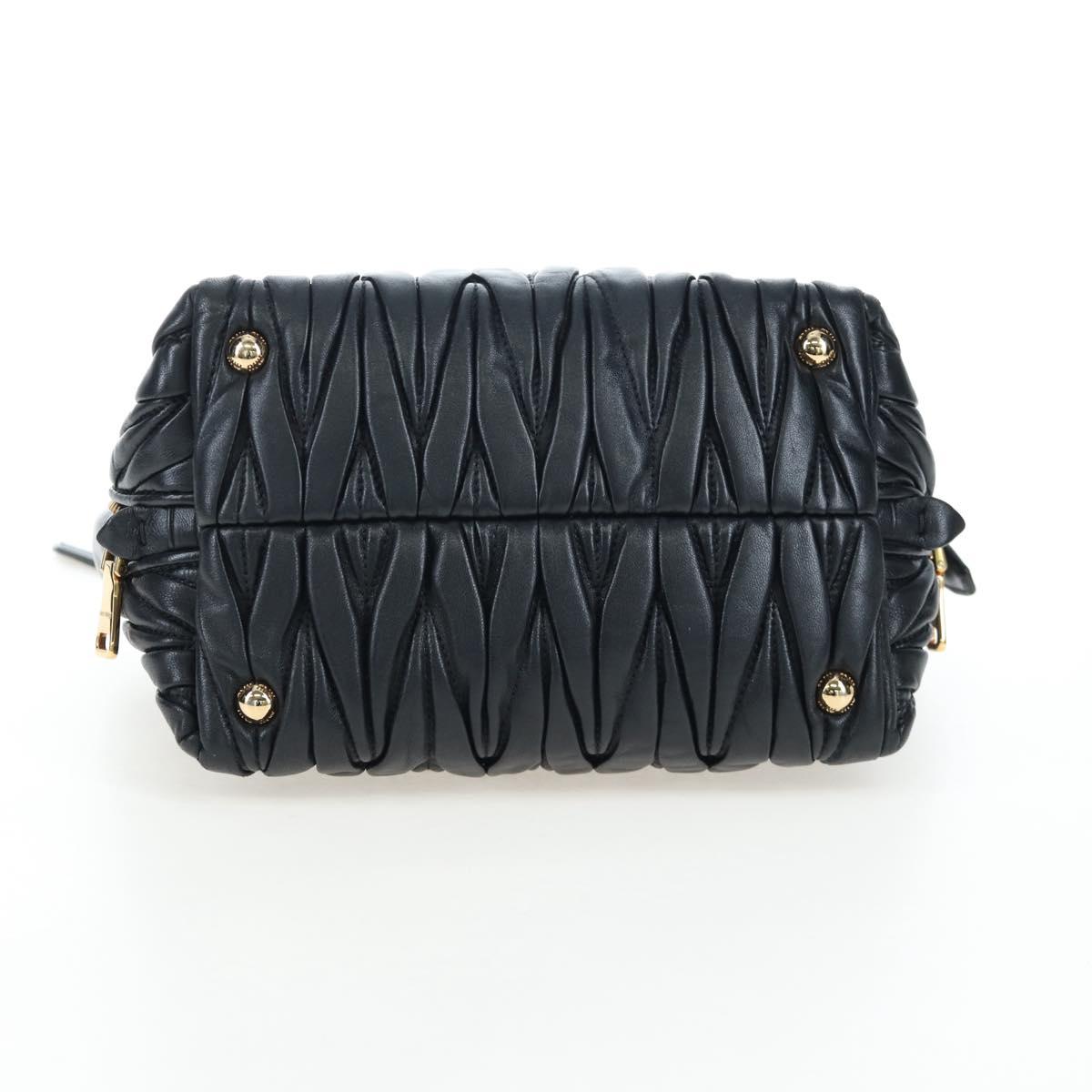 Miu Miu Matelasse Hand Bag Leather 2way Black Gold Auth am12563V