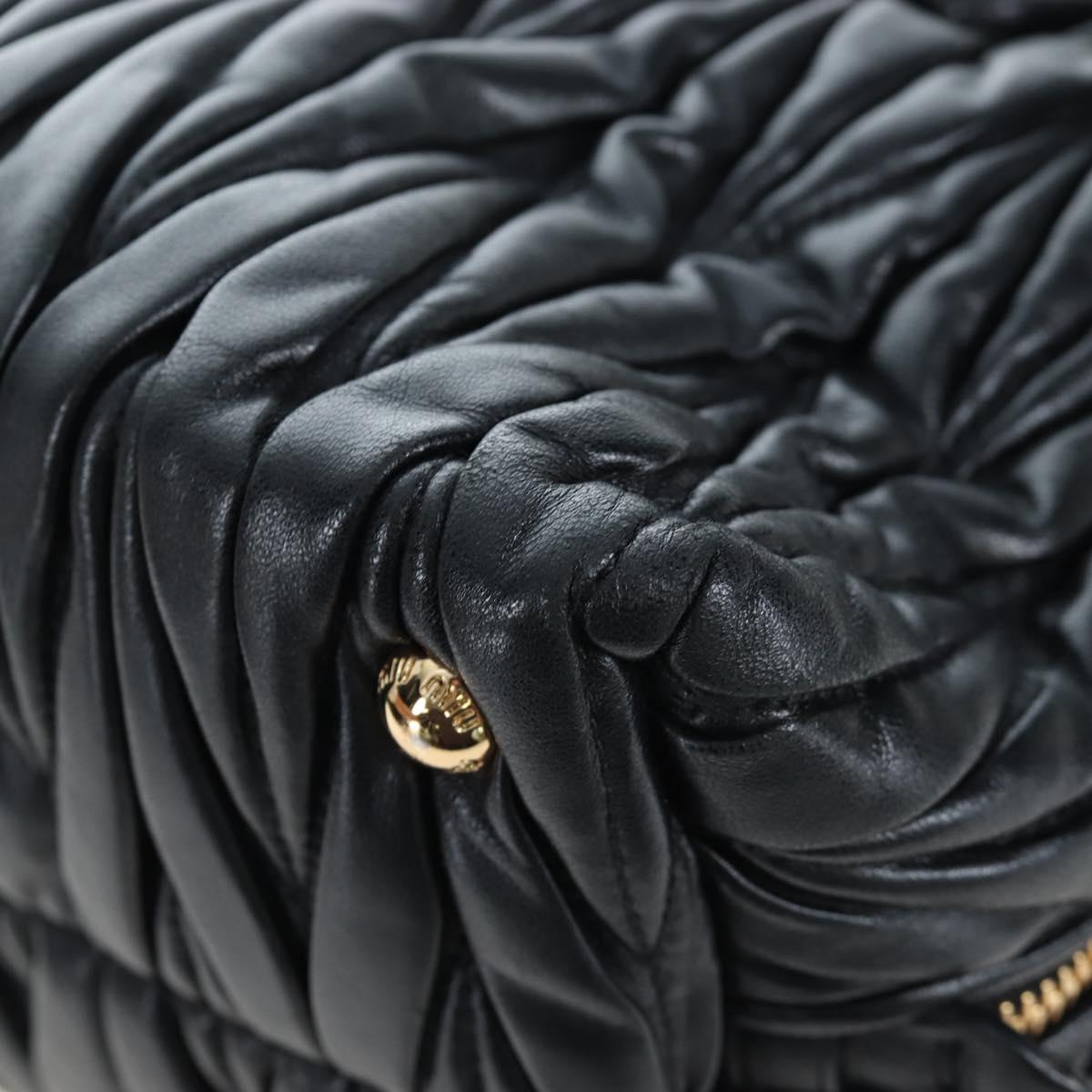 Miu Miu Matelasse Hand Bag Leather 2way Black Gold Auth am12563V