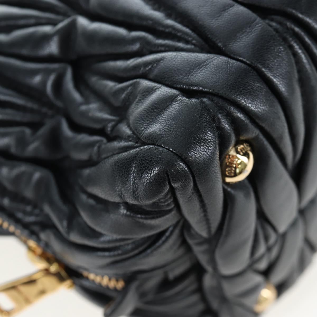 Miu Miu Matelasse Hand Bag Leather 2way Black Gold Auth am12563V