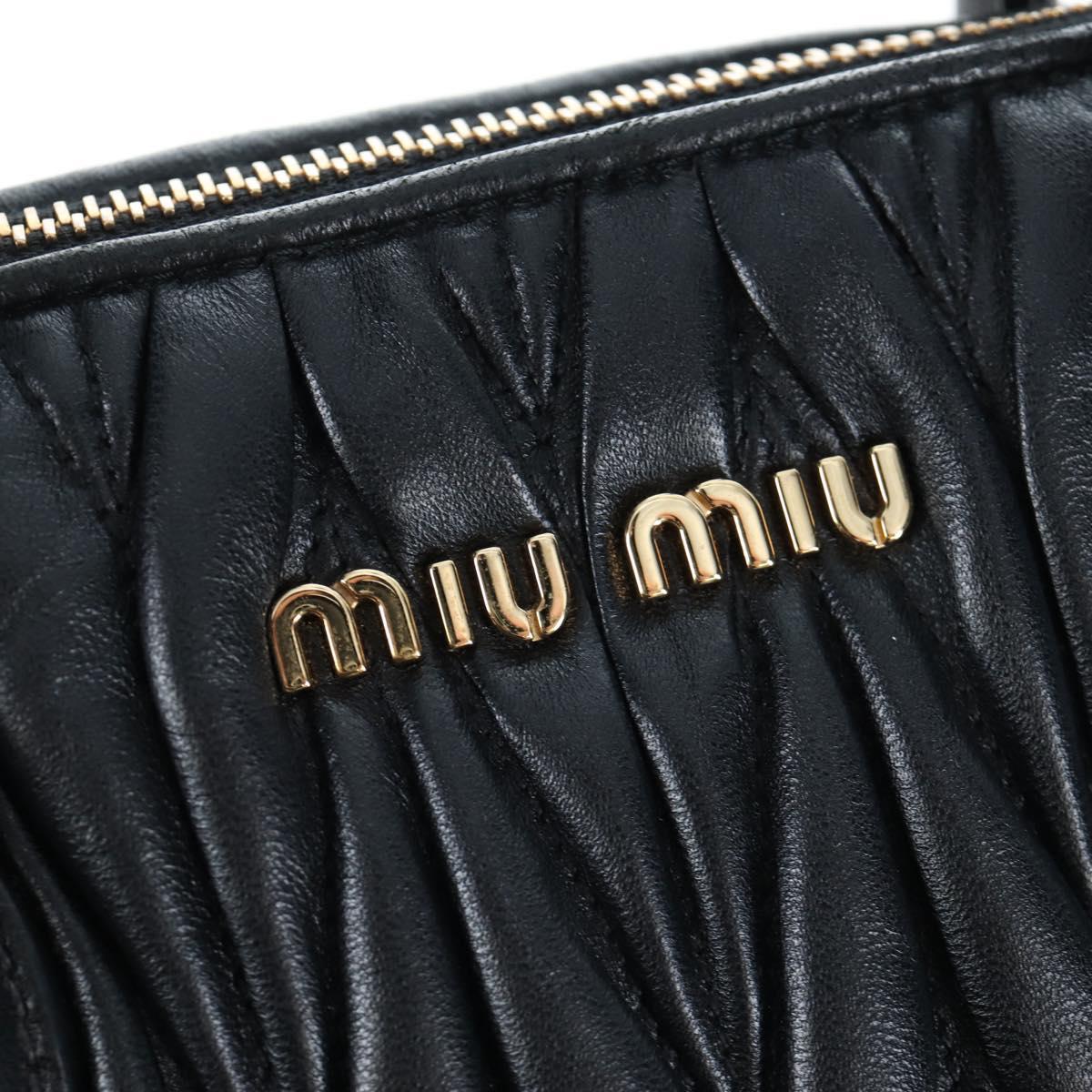 Miu Miu Matelasse Hand Bag Leather 2way Black Gold Auth am12563V
