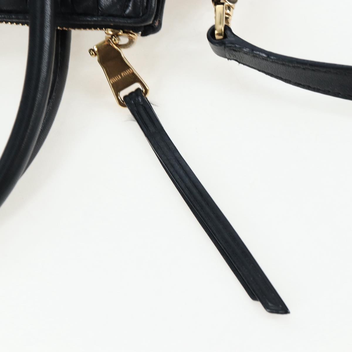 Miu Miu Matelasse Hand Bag Leather 2way Black Gold Auth am12563V