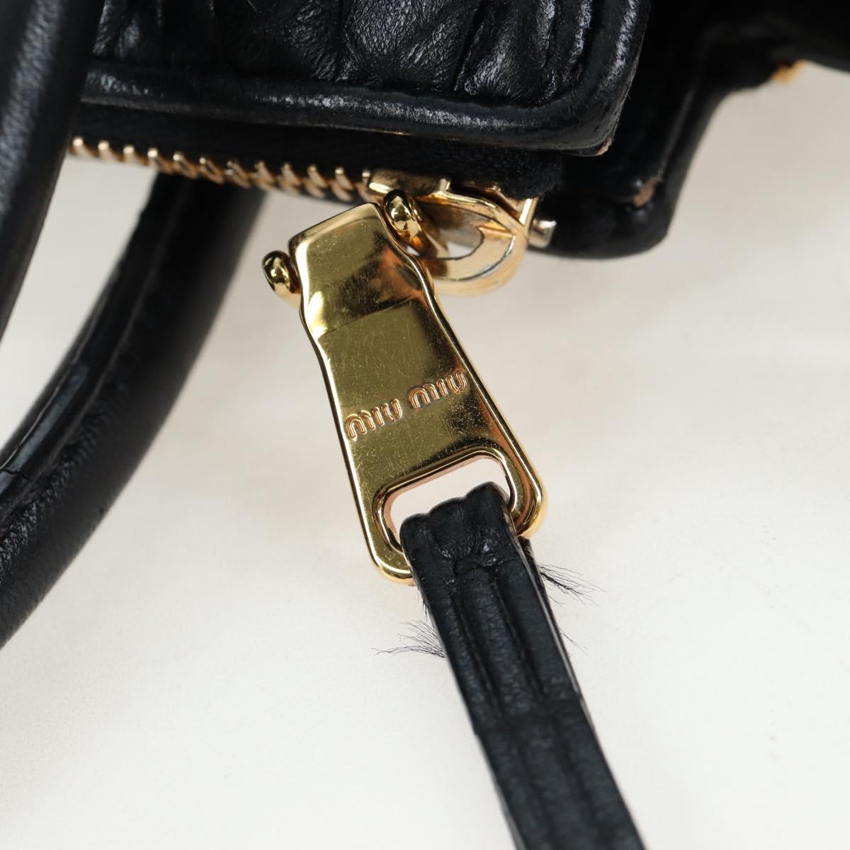 Miu Miu Matelasse Hand Bag Leather 2way Black Gold Auth am12563V