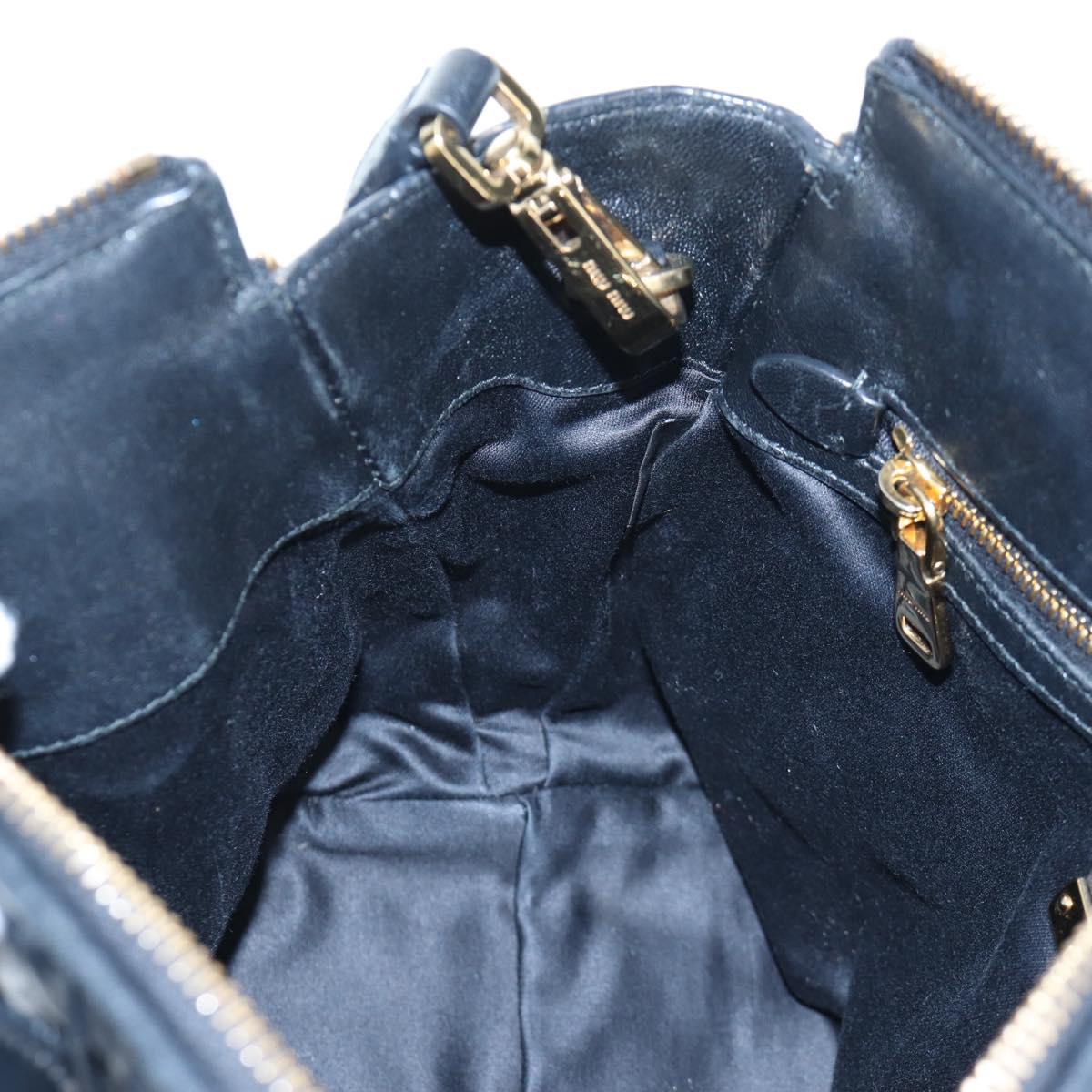 Miu Miu Matelasse Hand Bag Leather 2way Black Gold Auth am12563V