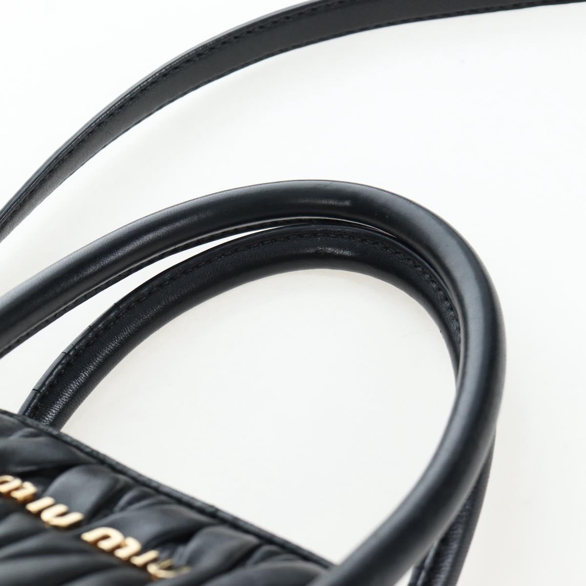 Miu Miu Matelasse Hand Bag Leather 2way Black Gold Auth am12563V