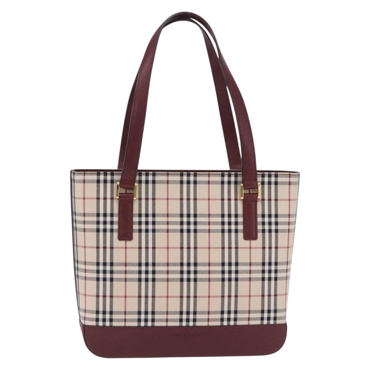 BURBERRY Nova Check Tote Bag Canvas Beige Gold Auth am12565V
