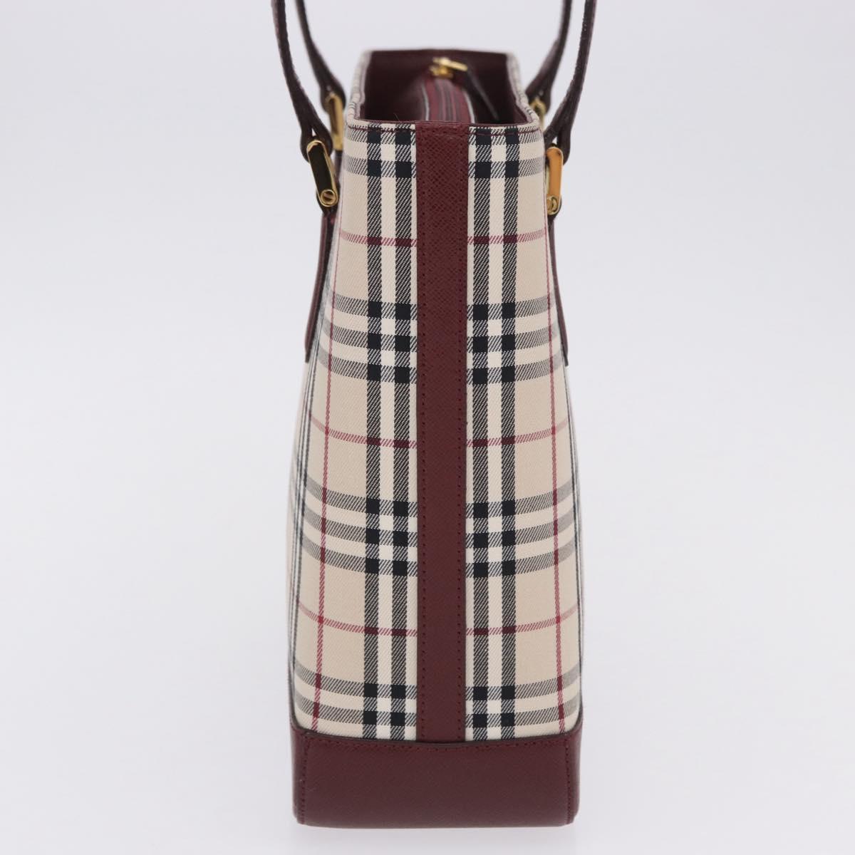 BURBERRY Nova Check Tote Bag Canvas Beige Gold Auth am12565V