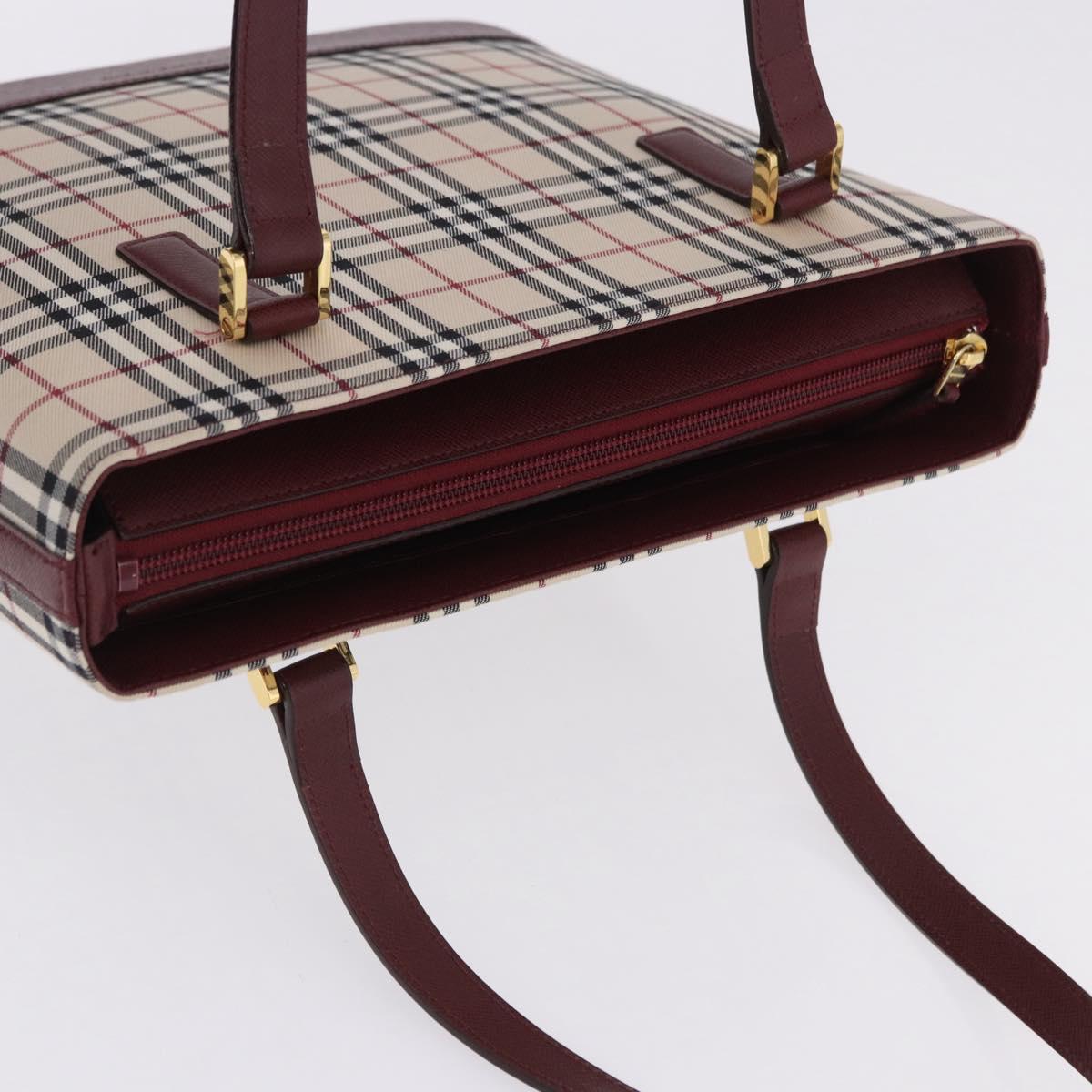 BURBERRY Nova Check Tote Bag Canvas Beige Gold Auth am12565V
