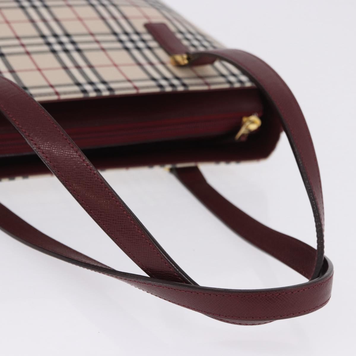 BURBERRY Nova Check Tote Bag Canvas Beige Gold Auth am12565V