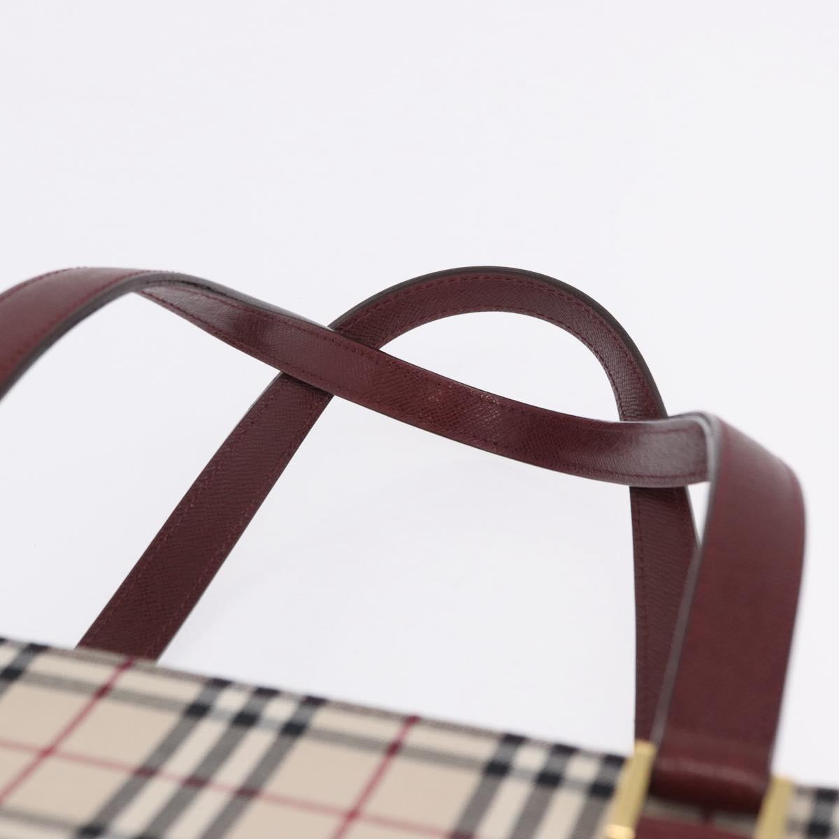 BURBERRY Nova Check Tote Bag Canvas Beige Gold Auth am12565V