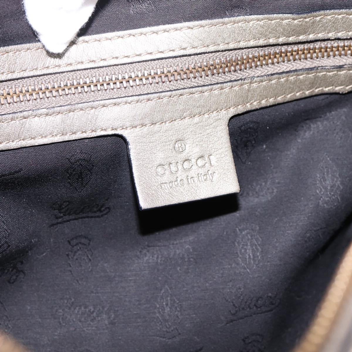 GUCCI GG Canvas Guccissima Shoulder Bag Leather Gray Gold 211966 Auth am12566V