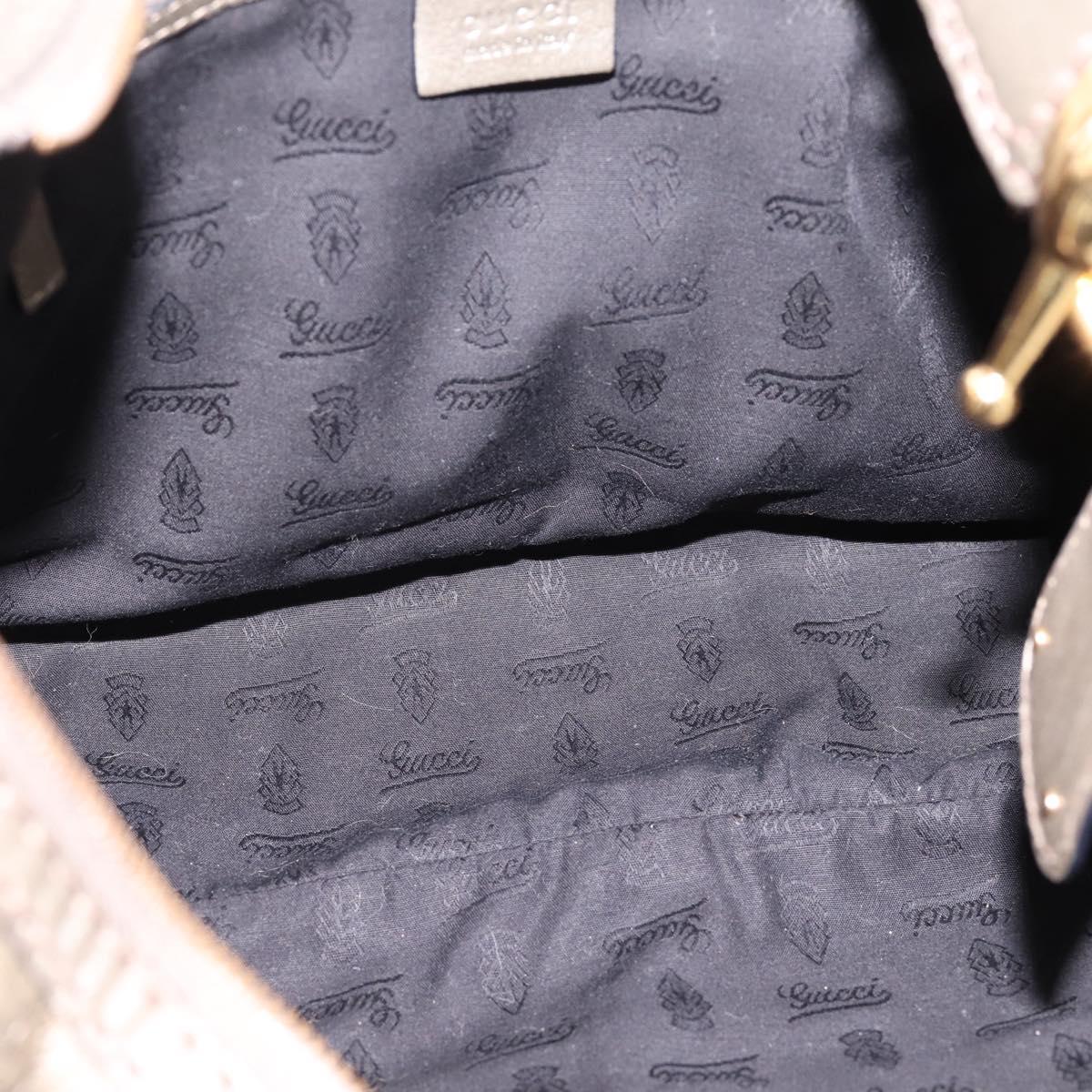 GUCCI GG Canvas Guccissima Shoulder Bag Leather Gray Gold 211966 Auth am12566V
