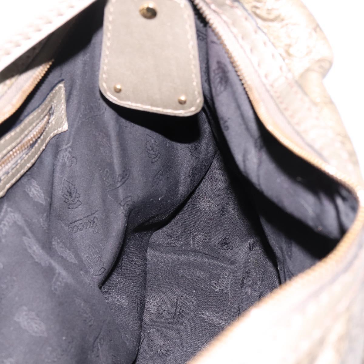 GUCCI GG Canvas Guccissima Shoulder Bag Leather Gray Gold 211966 Auth am12566V