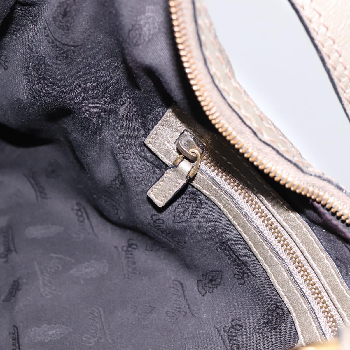 GUCCI GG Canvas Guccissima Shoulder Bag Leather Gray Gold 211966 Auth am12566V