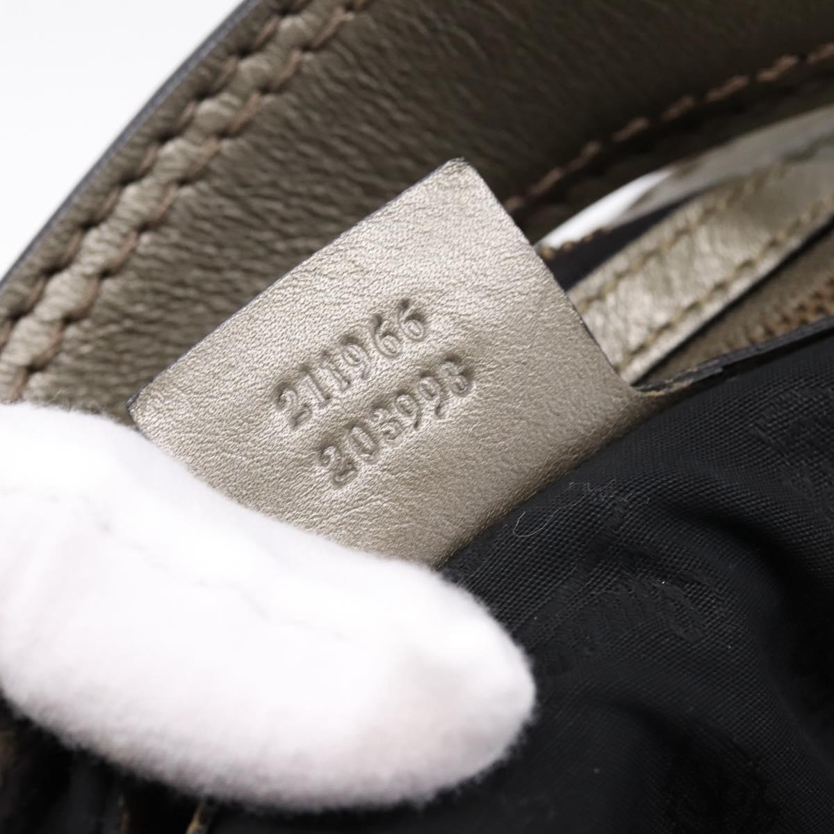 GUCCI GG Canvas Guccissima Shoulder Bag Leather Gray Gold 211966 Auth am12566V