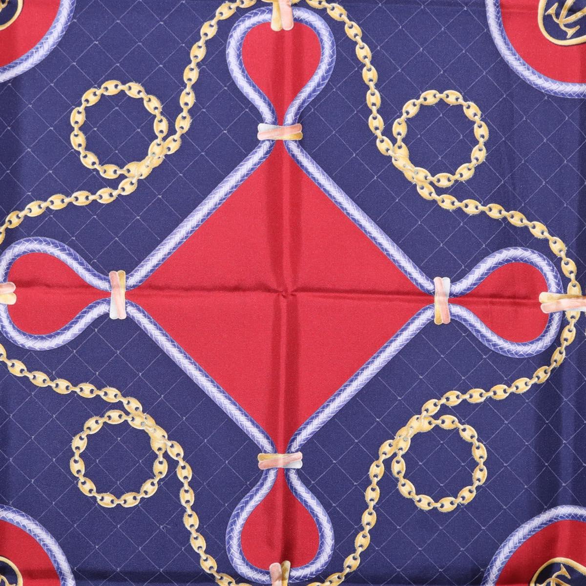 CARTIER Scarf Silk Navy Red Auth am12567M