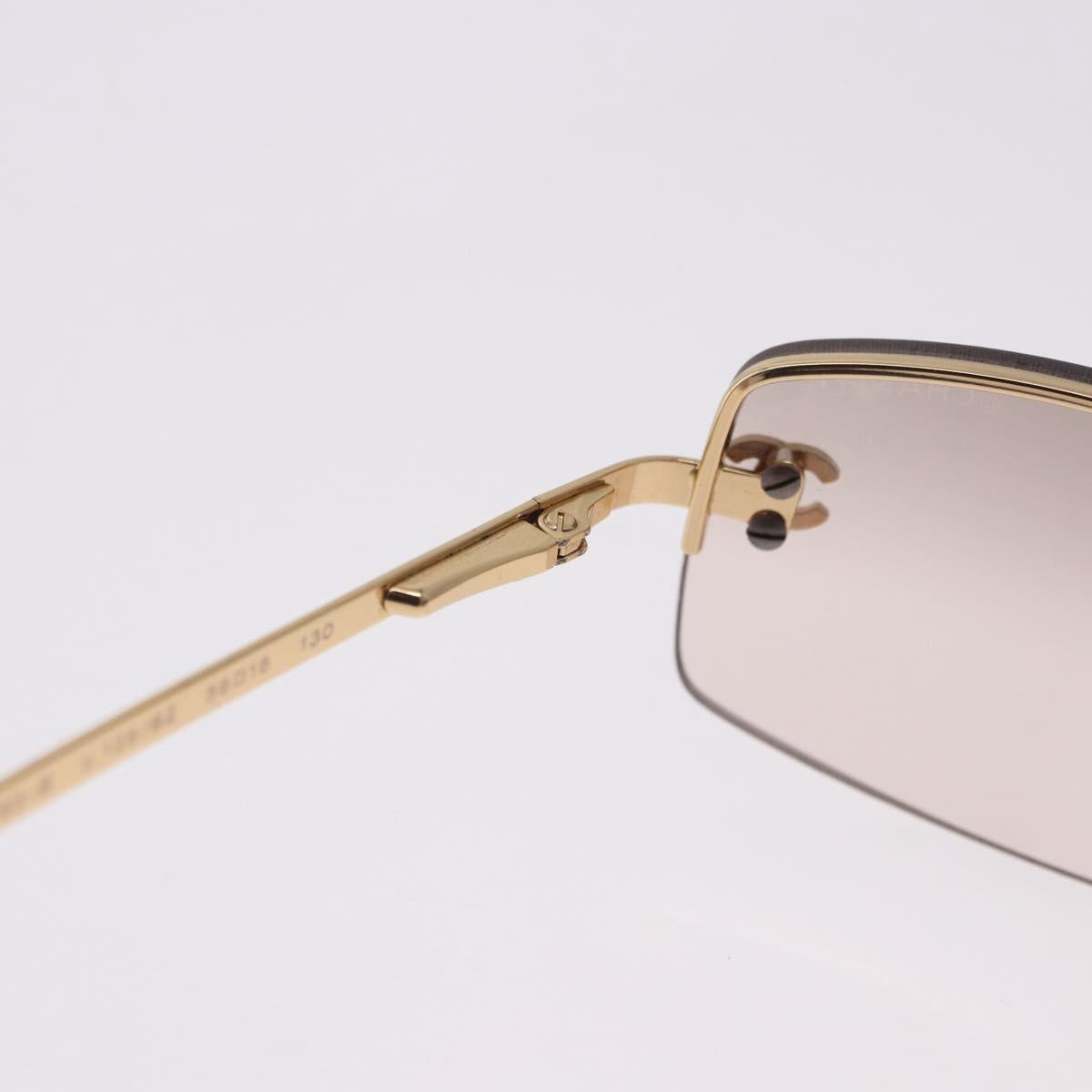 CHANEL CC Rimless Rhinestone Sunglasses metal Brown CC Auth am12569M