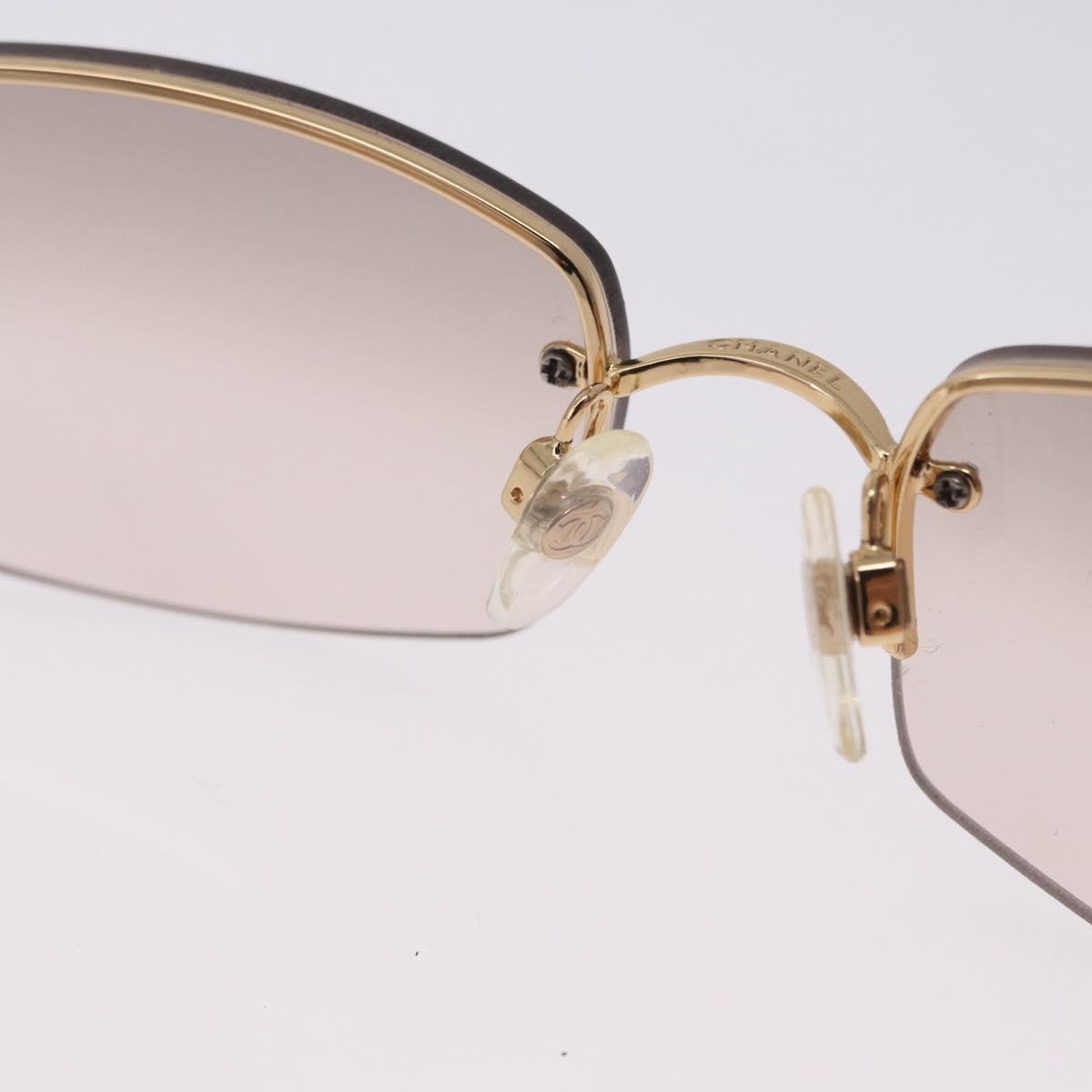 CHANEL CC Rimless Rhinestone Sunglasses metal Brown CC Auth am12569M