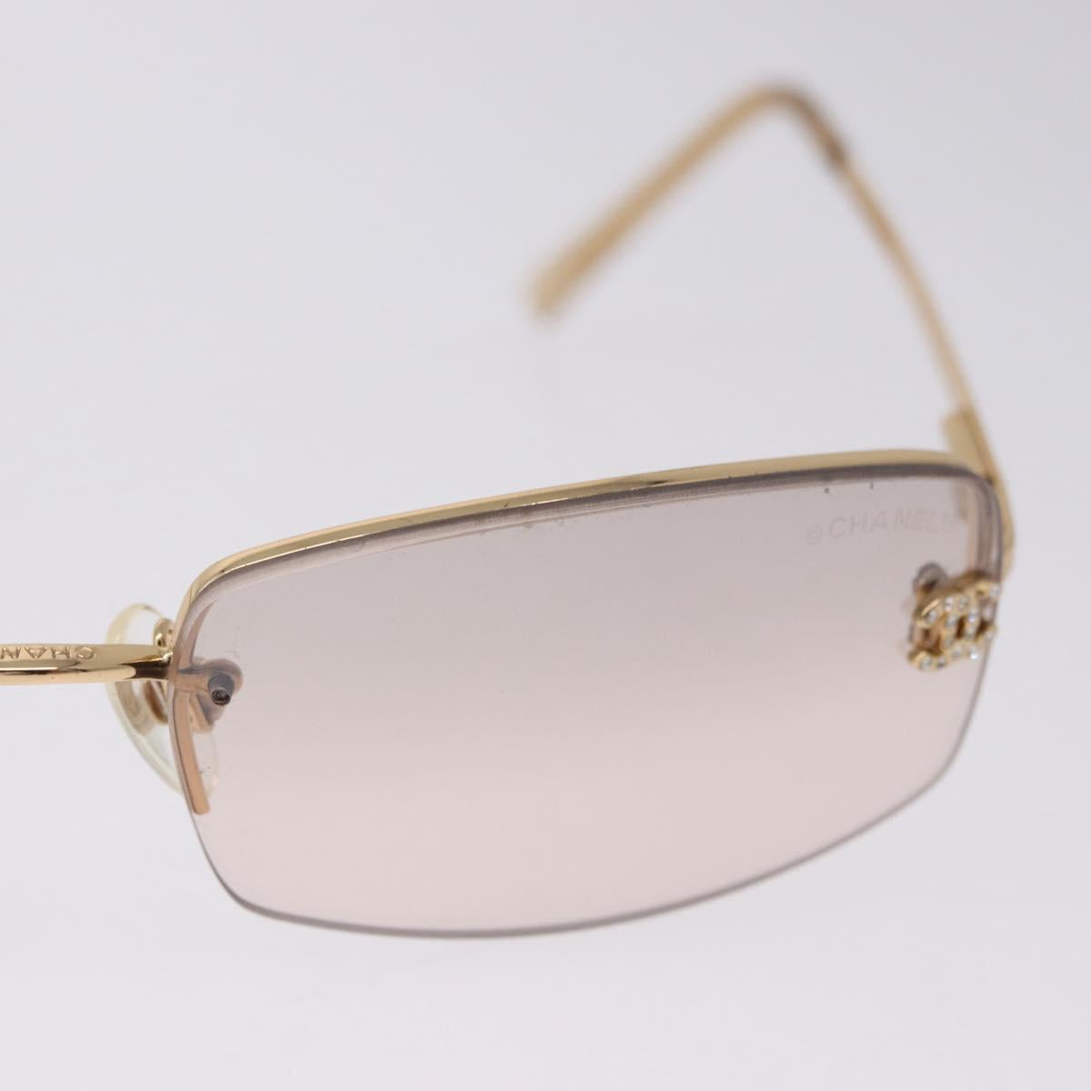 CHANEL CC Rimless Rhinestone Sunglasses metal Brown CC Auth am12569M