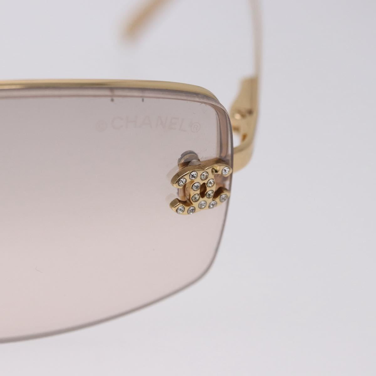 CHANEL CC Rimless Rhinestone Sunglasses metal Brown CC Auth am12569M