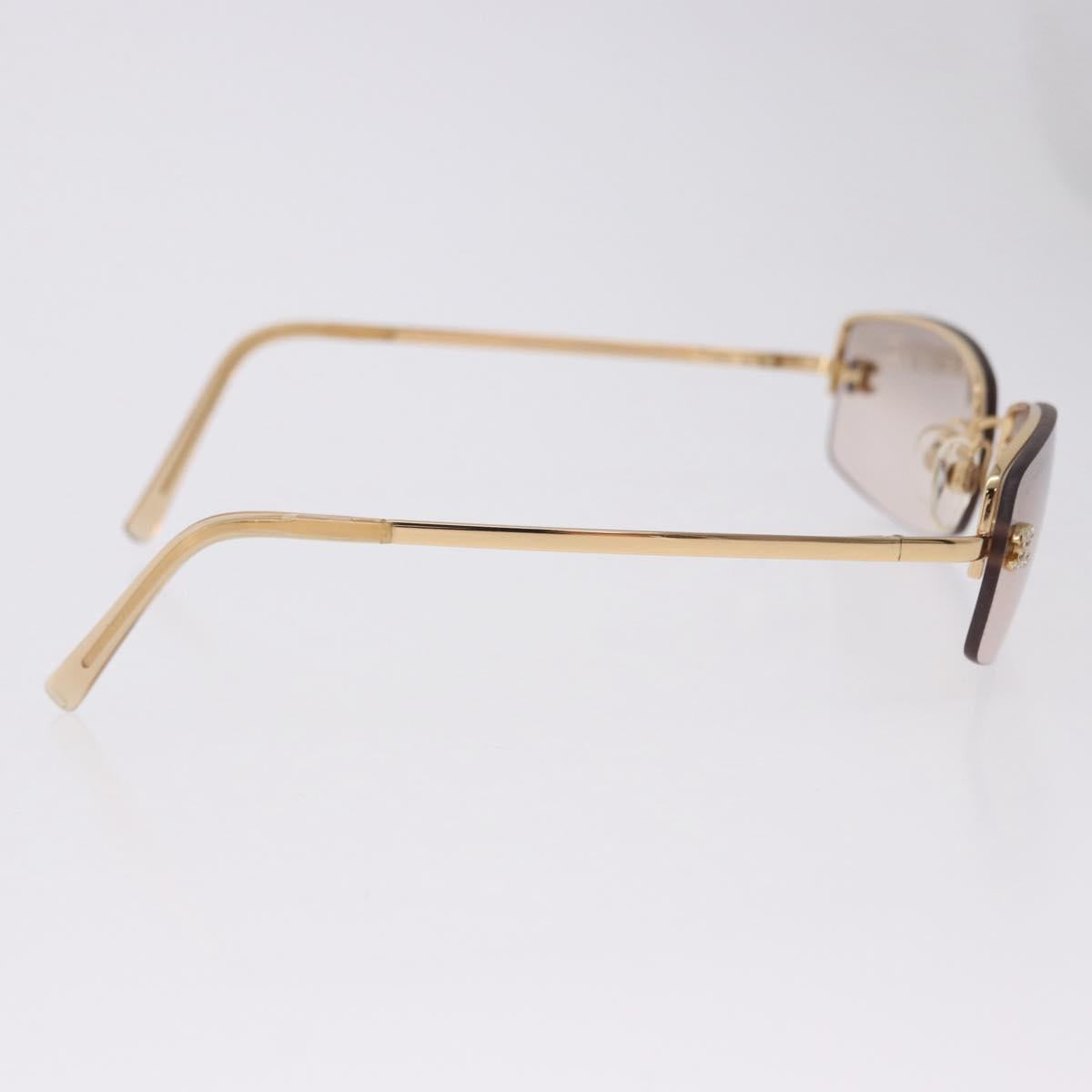 CHANEL CC Rimless Rhinestone Sunglasses metal Brown CC Auth am12569M