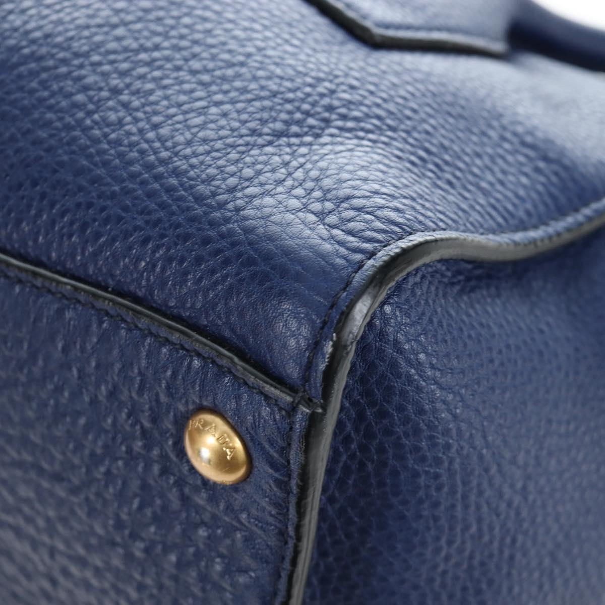 PRADA Ready lock Hand Bag Taurillon Clemence Leather 2way Blue Auth am12570V
