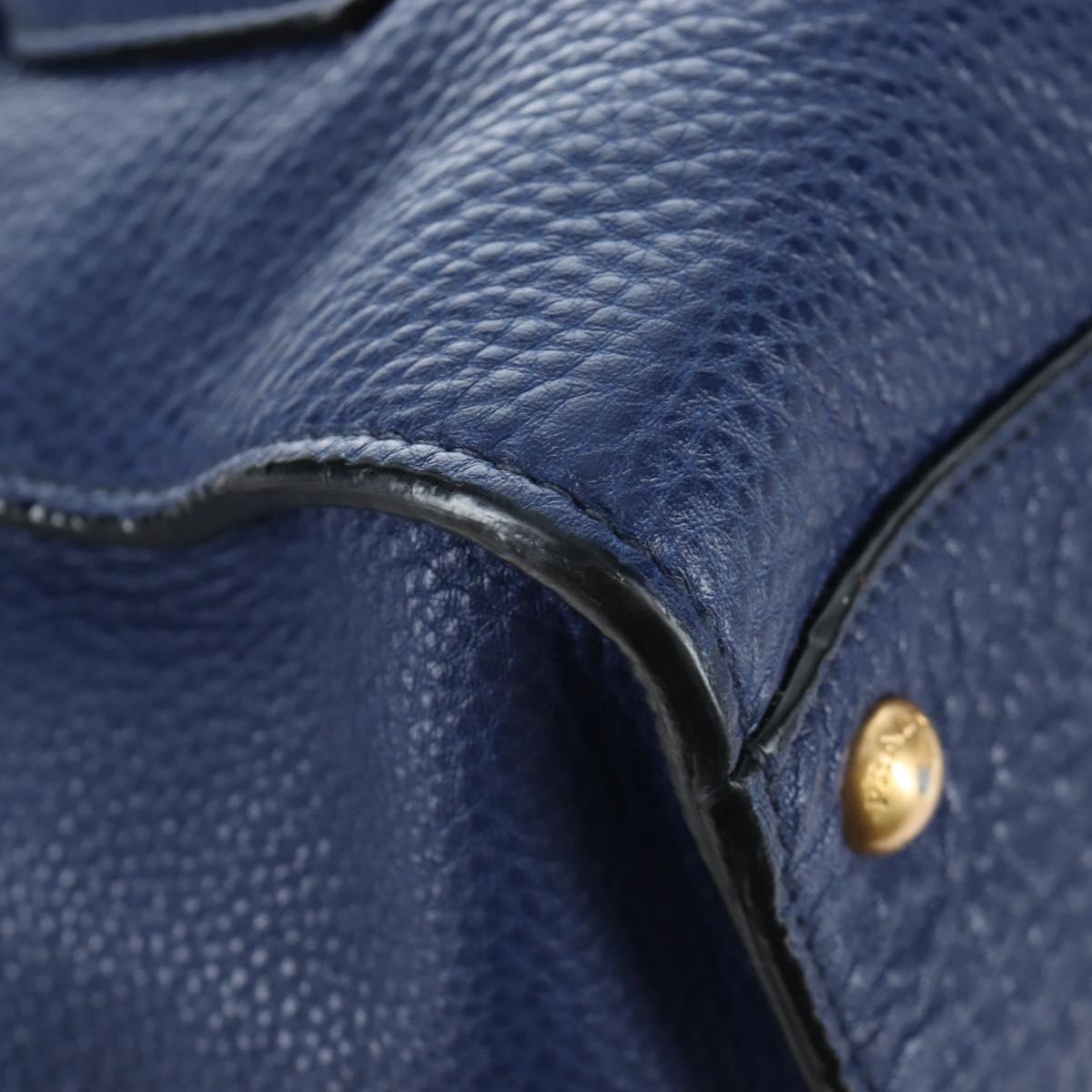 PRADA Ready lock Hand Bag Taurillon Clemence Leather 2way Blue Auth am12570V