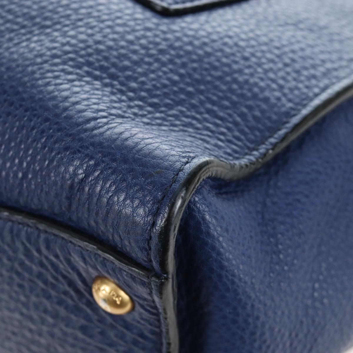 PRADA Ready lock Hand Bag Taurillon Clemence Leather 2way Blue Auth am12570V