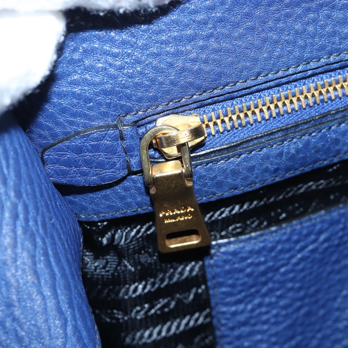 PRADA Ready lock Hand Bag Taurillon Clemence Leather 2way Blue Auth am12570V