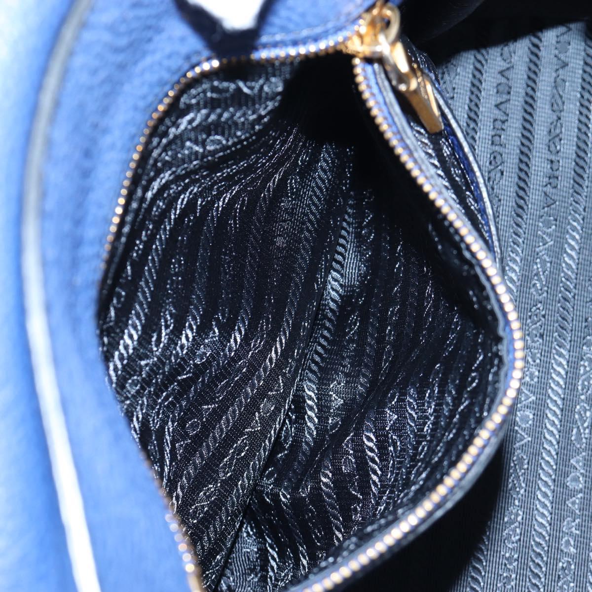 PRADA Ready lock Hand Bag Taurillon Clemence Leather 2way Blue Auth am12570V