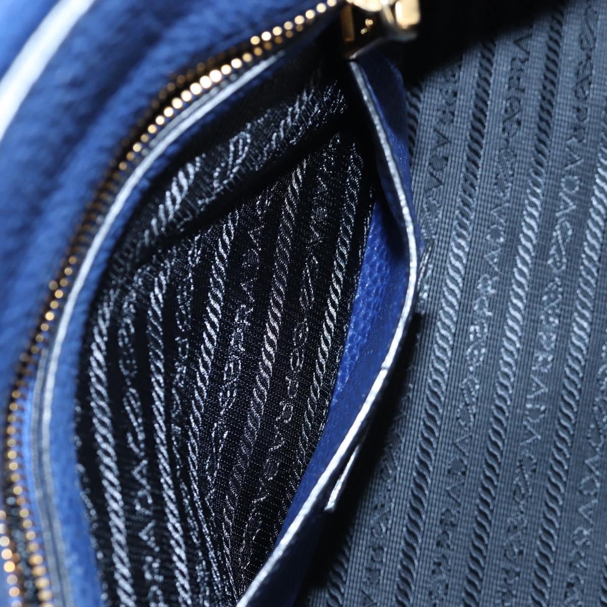 PRADA Ready lock Hand Bag Taurillon Clemence Leather 2way Blue Auth am12570V