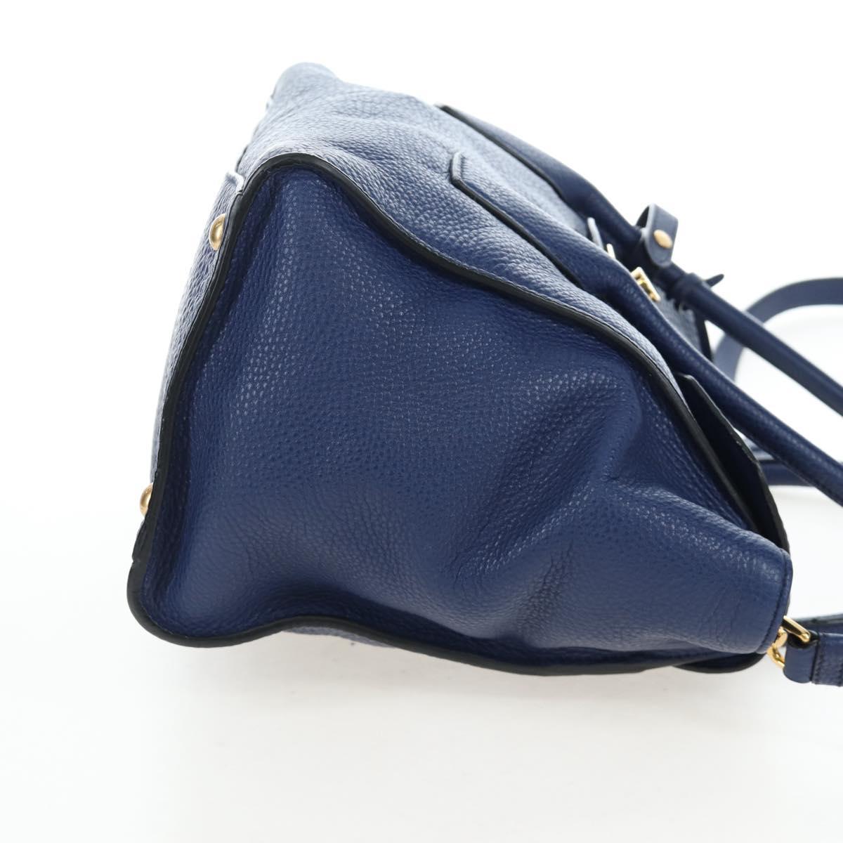 PRADA Ready lock Hand Bag Taurillon Clemence Leather 2way Blue Auth am12570V
