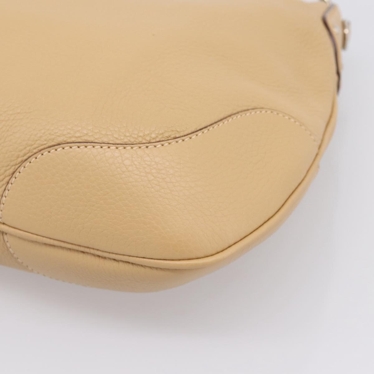 PRADA Shoulder Bag Leather Beige Silver BR3373 Auth am12571V