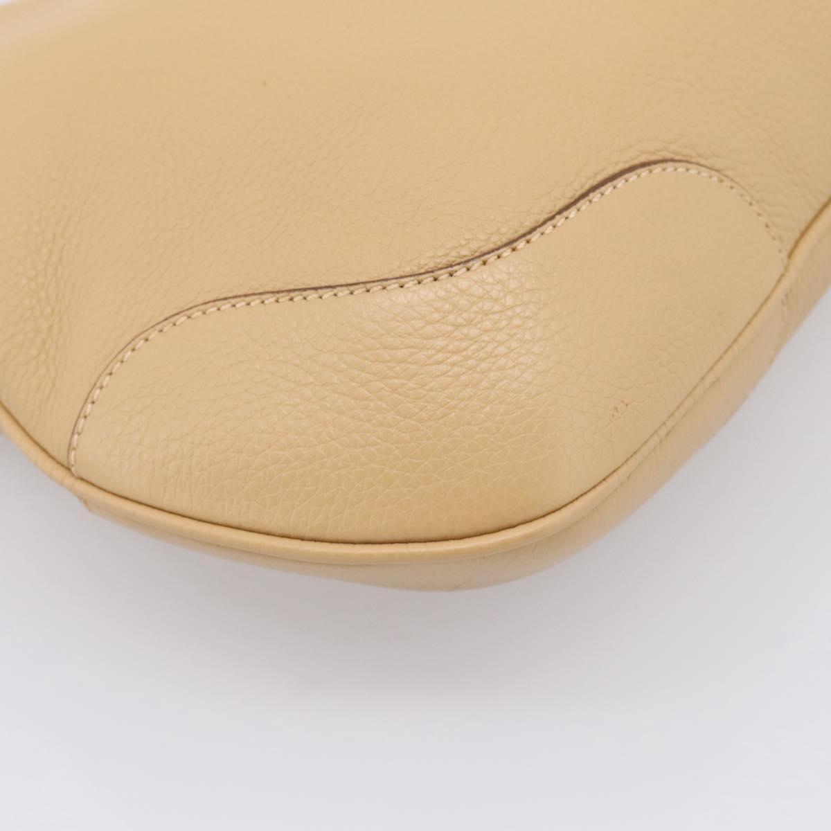 PRADA Shoulder Bag Leather Beige Silver BR3373 Auth am12571V